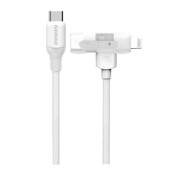 كيبل موماكس 1-Link Flow ديو 2 في 1 مضفر USB-C إلي Lightning مقاس 1.5 متر | أبيض كيبل موماكس 1-Link Flow ديو 2 في 1 مضفر USB-C إلي Lightning مقاس 1.5 متر | أبيض